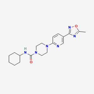 molecular formula C19H26N6O2 B2372609 N-cyclohexyl-4-[5-(5-methyl-1,2,4-oxadiazol-3-yl)pyridin-2-yl]piperazine-1-carboxamide CAS No. 1219913-91-3
