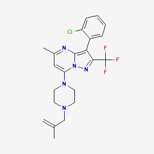 B2372621 3-(2-Chlorophenyl)-5-methyl-7-[4-(2-methylprop-2-en-1-yl)piperazin-1-yl]-2-(trifluoromethyl)pyrazolo[1,5-a]pyrimidine CAS No. 932988-34-6