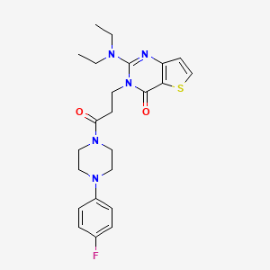 molecular formula C23H28FN5O2S B2372629 Ethyl 7-methyl-4-{[3-(methylthio)phenyl]amino}-1,8-naphthyridine-3-carboxylate CAS No. 1112309-34-8