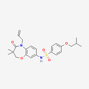 molecular formula C24H30N2O5S B2372661 N-(5-allyl-3,3-dimethyl-4-oxo-2,3,4,5-tetrahydrobenzo[b][1,4]oxazepin-8-yl)-4-isobutoxybenzenesulfonamide CAS No. 922123-90-8