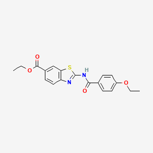 molecular formula C19H18N2O4S B2372667 Ethyl 2-(4-ethoxybenzamido)benzo[d]thiazole-6-carboxylate CAS No. 896680-12-9