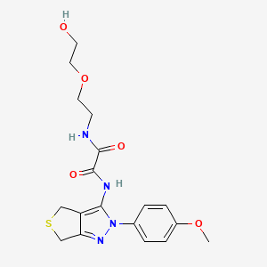molecular formula C18H22N4O5S B2372681 N-[2-(2-hydroxyethoxy)ethyl]-N'-[2-(4-methoxyphenyl)-4,6-dihydrothieno[3,4-c]pyrazol-3-yl]oxamide CAS No. 899741-58-3