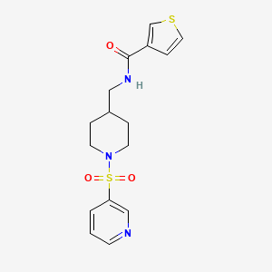 molecular formula C16H19N3O3S2 B2372685 N-((1-(pyridin-3-ylsulfonyl)piperidin-4-yl)methyl)thiophene-3-carboxamide CAS No. 1428362-64-4