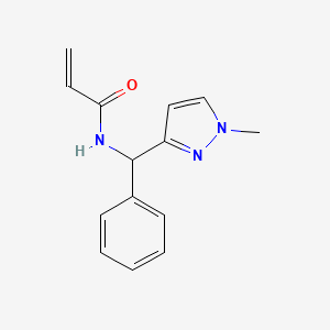 molecular formula C14H15N3O B2372709 N-[(1-Methylpyrazol-3-yl)-phenylmethyl]prop-2-enamide CAS No. 2361655-92-5