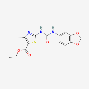 molecular formula C15H15N3O5S B2372745 Ethyl 2-(3-(benzo[d][1,3]dioxol-5-yl)ureido)-4-methylthiazole-5-carboxylate CAS No. 1207005-77-3