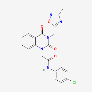 molecular formula C20H16ClN5O4 B2372753 N-(4-chlorophenyl)-2-(3-((3-methyl-1,2,4-oxadiazol-5-yl)methyl)-2,4-dioxo-3,4-dihydroquinazolin-1(2H)-yl)acetamide CAS No. 941887-18-9