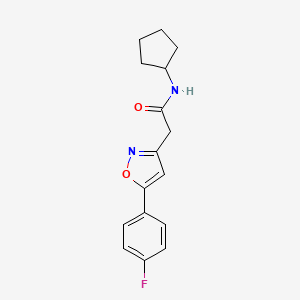 molecular formula C16H17FN2O2 B2372770 N-cyclopentyl-2-[5-(4-fluorophenyl)-1,2-oxazol-3-yl]acetamide CAS No. 953177-29-2
