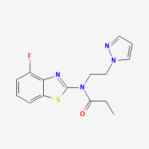 molecular formula C15H15FN4OS B2372790 N-(2-(1H-pyrazol-1-yl)ethyl)-N-(4-fluorobenzo[d]thiazol-2-yl)propionamide CAS No. 1171763-14-6