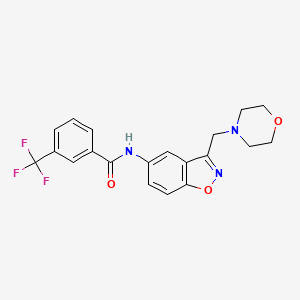 molecular formula C20H18F3N3O3 B2372795 N-[3-(Morpholin-4-ylmethyl)-1,2-benzoxazol-5-yl]-3-(trifluoromethyl)benzamide CAS No. 2380068-63-1