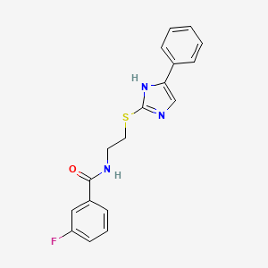 3-fluoro-N-(2-((5-phenyl-1H-imidazol-2-yl)thio)ethyl)benzamide