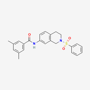 molecular formula C24H24N2O3S B2372873 3,5-dimethyl-N-(2-(phenylsulfonyl)-1,2,3,4-tetrahydroisoquinolin-7-yl)benzamide CAS No. 954638-85-8