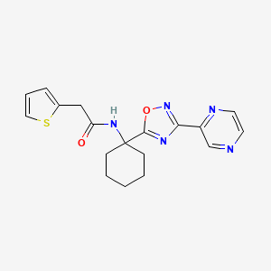 molecular formula C18H19N5O2S B2372878 N-[1-(3-pyrazin-2-yl-1,2,4-oxadiazol-5-yl)cyclohexyl]-2-(2-thienyl)acetamide CAS No. 1986428-76-5