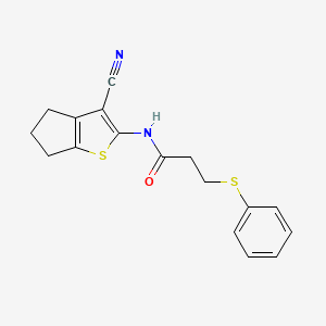 molecular formula C17H16N2OS2 B2372888 N-{3-cyano-4H,5H,6H-cyclopenta[b]thiophen-2-yl}-3-(phenylsulfanyl)propanamide CAS No. 476307-41-2
