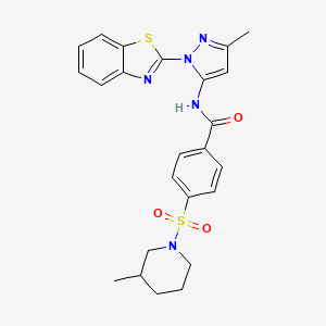molecular formula C24H25N5O3S2 B2372892 N-(1-(benzo[d]thiazol-2-yl)-3-methyl-1H-pyrazol-5-yl)-4-((3-methylpiperidin-1-yl)sulfonyl)benzamide CAS No. 1172376-43-0