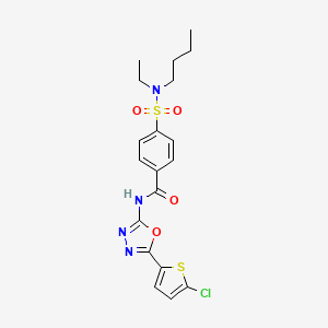 molecular formula C19H21ClN4O4S2 B2372913 4-[butyl(ethyl)sulfamoyl]-N-[5-(5-chlorothiophen-2-yl)-1,3,4-oxadiazol-2-yl]benzamide CAS No. 533872-22-9