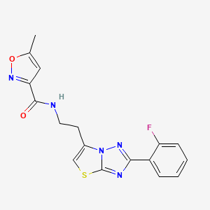 molecular formula C17H14FN5O2S B2372935 N-(2-(2-(2-fluorophenyl)thiazolo[3,2-b][1,2,4]triazol-6-yl)ethyl)-5-methylisoxazole-3-carboxamide CAS No. 1211642-59-9
