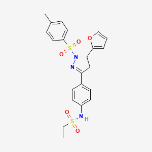 B2372961 N-(4-(5-(furan-2-yl)-1-tosyl-4,5-dihydro-1H-pyrazol-3-yl)phenyl)ethanesulfonamide CAS No. 851781-58-3