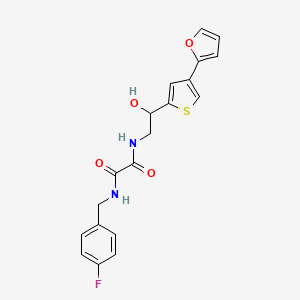 molecular formula C19H17FN2O4S B2372962 N'-[(4-fluorophenyl)methyl]-N-{2-[4-(furan-2-yl)thiophen-2-yl]-2-hydroxyethyl}ethanediamide CAS No. 2320532-50-9