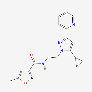 molecular formula C18H19N5O2 B2372965 N-(2-(5-cyclopropyl-3-(pyridin-2-yl)-1H-pyrazol-1-yl)ethyl)-5-methylisoxazole-3-carboxamide CAS No. 1798028-32-6