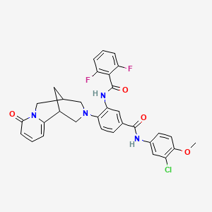 molecular formula C32H27ClF2N4O4 B2372981 N-(5-((3-chloro-4-methoxyphenyl)carbamoyl)-2-(8-oxo-5,6-dihydro-1H-1,5-methanopyrido[1,2-a][1,5]diazocin-3(2H,4H,8H)-yl)phenyl)-2,6-difluorobenzamide CAS No. 441050-14-2