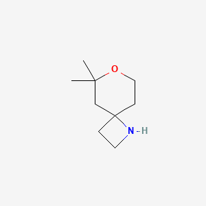 molecular formula C9H17NO B2372990 6,6-Dimethyl-7-oxa-1-azaspiro[3.5]nonane CAS No. 1478748-54-7