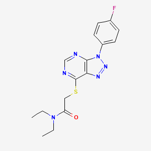 molecular formula C16H17FN6OS B2373013 N,N-diethyl-2-((3-(4-fluorophenyl)-3H-[1,2,3]triazolo[4,5-d]pyrimidin-7-yl)thio)acetamide CAS No. 863460-37-1