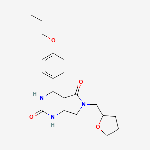 molecular formula C20H25N3O4 B2373019 4-(4-propoxyphenyl)-6-((tetrahydrofuran-2-yl)methyl)-3,4,6,7-tetrahydro-1H-pyrrolo[3,4-d]pyrimidine-2,5-dione CAS No. 946270-88-8