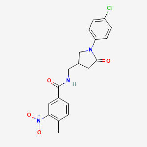 molecular formula C19H18ClN3O4 B2373030 N-((1-(4-chlorophenyl)-5-oxopyrrolidin-3-yl)methyl)-4-methyl-3-nitrobenzamide CAS No. 954705-20-5