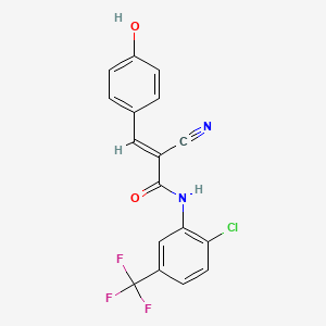 molecular formula C17H10ClF3N2O2 B2373087 N-[2-chloro-5-(trifluoromethyl)phenyl]-2-cyano-3-(4-hydroxyphenyl)prop-2-enamide CAS No. 380423-70-1