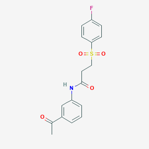molecular formula C17H16FNO4S B2373114 N-(3-acetylphenyl)-3-(4-fluorophenyl)sulfonylpropanamide CAS No. 895449-94-2