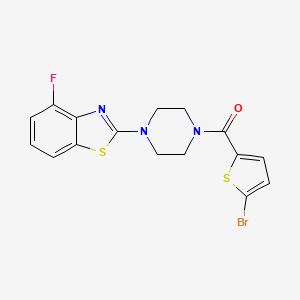 molecular formula C16H13BrFN3OS2 B2373121 2-[4-(5-bromothiophene-2-carbonyl)piperazin-1-yl]-4-fluoro-1,3-benzothiazole CAS No. 897480-25-0