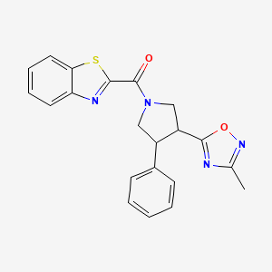 molecular formula C21H18N4O2S B2373131 Benzo[d]thiazol-2-yl(3-(3-methyl-1,2,4-oxadiazol-5-yl)-4-phenylpyrrolidin-1-yl)methanone CAS No. 1904027-58-2