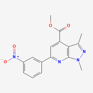 molecular formula C16H14N4O4 B2373180 methyl 1,3-dimethyl-6-(3-nitrophenyl)-1H-pyrazolo[3,4-b]pyridine-4-carboxylate CAS No. 834897-24-4