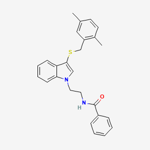 N-(2-(3-((2,5-dimethylbenzyl)thio)-1H-indol-1-yl)ethyl)benzamide