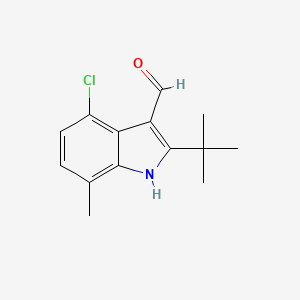 molecular formula C14H16ClNO B2373305 2-tert-butyl-4-chloro-7-methyl-1H-indole-3-carbaldehyde CAS No. 590347-84-5