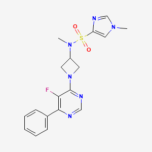 molecular formula C18H19FN6O2S B2373317 N-[1-(5-fluoro-6-phenylpyrimidin-4-yl)azetidin-3-yl]-N,1-dimethyl-1H-imidazole-4-sulfonamide CAS No. 2380176-46-3