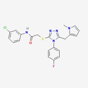 molecular formula C22H19ClFN5OS B2373336 N-(3-CHLOROPHENYL)-2-{[4-(4-FLUOROPHENYL)-5-[(1-METHYL-1H-PYRROL-2-YL)METHYL]-4H-1,2,4-TRIAZOL-3-YL]SULFANYL}ACETAMIDE CAS No. 847393-75-3