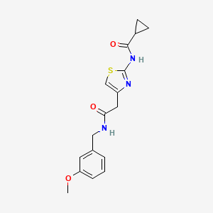 molecular formula C17H19N3O3S B2373379 N-(4-(2-((3-methoxybenzyl)amino)-2-oxoethyl)thiazol-2-yl)cyclopropanecarboxamide CAS No. 923678-08-4