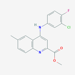 molecular formula C18H14ClFN2O2 B2373404 methyl 4-[(3-chloro-4-fluorophenyl)amino]-6-methylquinoline-2-carboxylate CAS No. 1207052-02-5