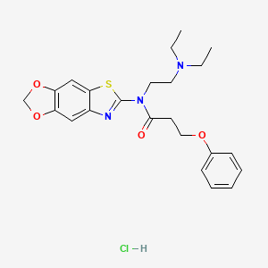molecular formula C23H28ClN3O4S B2373425 N-[2-(diethylamino)ethyl]-N-([1,3]dioxolo[4,5-f][1,3]benzothiazol-6-yl)-3-phenoxypropanamide;hydrochloride CAS No. 1184978-23-1
