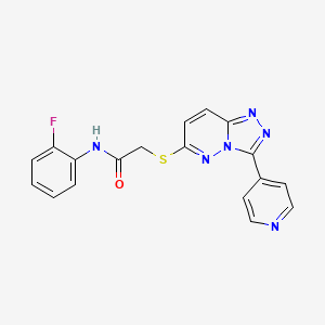 molecular formula C18H13FN6OS B2373434 N-(2-fluorophenyl)-2-{[3-(pyridin-4-yl)-[1,2,4]triazolo[4,3-b]pyridazin-6-yl]sulfanyl}acetamide CAS No. 868969-68-0
