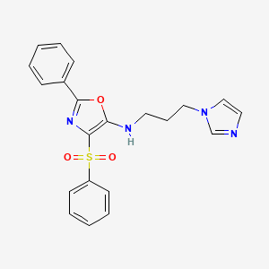 molecular formula C21H20N4O3S B2373524 N-(3-(1H-imidazol-1-yl)propyl)-2-phenyl-4-(phenylsulfonyl)oxazol-5-amine CAS No. 862761-63-5