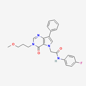 molecular formula C24H23FN4O3 B2373527 N-(4-fluorophenyl)-2-[3-(3-methoxypropyl)-4-oxo-7-phenyl-3,4-dihydro-5H-pyrrolo[3,2-d]pyrimidin-5-yl]acetamide CAS No. 1251635-31-0