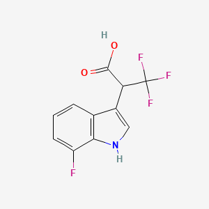 molecular formula C11H7F4NO2 B2373531 3,3,3-Trifluoro-2-(7-fluoro-1H-indol-3-yl)propanoic acid CAS No. 1993086-32-0
