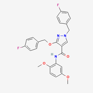 molecular formula C26H23F2N3O4 B2373562 N-(2,5-dimethoxyphenyl)-1-(4-fluorobenzyl)-3-((4-fluorobenzyl)oxy)-1H-pyrazole-4-carboxamide CAS No. 1013758-26-3