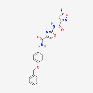 molecular formula C23H20N4O5 B2373566 N-(4-((4-(benzyloxy)benzyl)carbamoyl)oxazol-2-yl)-5-methylisoxazole-3-carboxamide CAS No. 1421476-01-8