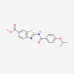 molecular formula C19H18N2O4S B2373584 Methyl 2-(4-isopropoxybenzamido)benzo[d]thiazole-6-carboxylate CAS No. 888409-14-1