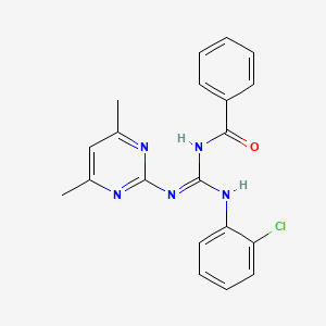 molecular formula C20H18ClN5O B2373587 N-{(E)-[(2-chlorophenyl)amino][(4,6-dimethylpyrimidin-2-yl)amino]methylidene}benzamide CAS No. 351226-11-4