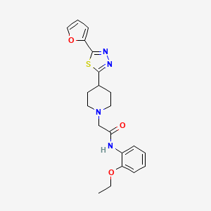 molecular formula C21H24N4O3S B2373594 N-(2-ethoxyphenyl)-2-(4-(5-(furan-2-yl)-1,3,4-thiadiazol-2-yl)piperidin-1-yl)acetamide CAS No. 1226443-89-5