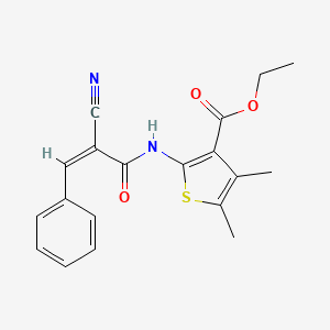 molecular formula C19H18N2O3S B2373601 Ethyl 2-[[(Z)-2-cyano-3-phenylprop-2-enoyl]amino]-4,5-dimethylthiophene-3-carboxylate CAS No. 1322255-18-4